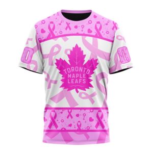 NHL Toronto Maple Leafs T Shirt Special Pink October Breast Cancer Awareness Month 3D T Shirt 1