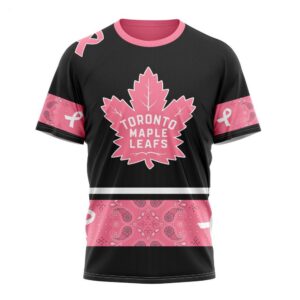 NHL Toronto Maple Leafs T Shirt Specialized Design In Classic Style With Paisley! WE WEAR PINK BREAST CANCER T Shirt 1