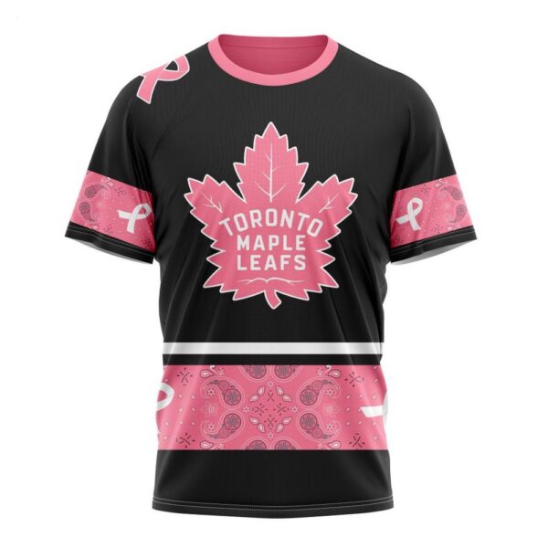 NHL Toronto Maple Leafs T-Shirt Specialized Design In Classic Style With Paisley! WE WEAR PINK BREAST CANCER T-Shirt