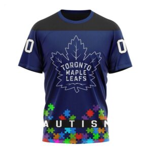NHL Toronto Maple Leafs T Shirt Specialized Unisex Kits Hockey Fights Against Autism T Shirt 1