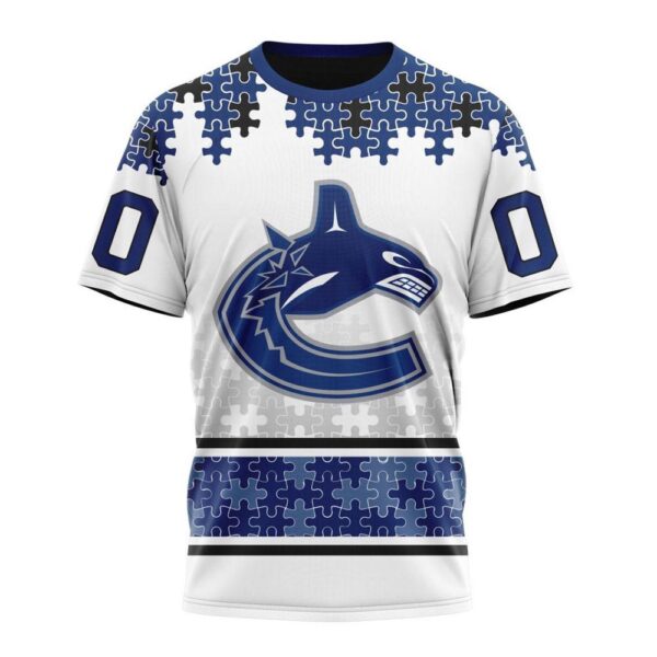 NHL Vancouver Canucks 3D T-Shirt Special Autism Awareness Design With Home Jersey Style Hoodie