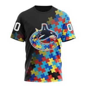 NHL Vancouver Canucks 3D T Shirt Special Black Autism Awareness Design Hoodie 1