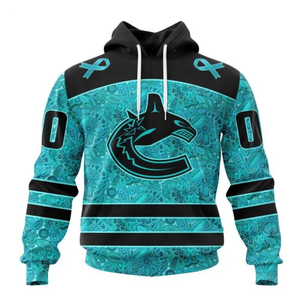 NHL Vancouver Canucks Hoodie Special Design Fight Ovarian Cancer Hoodie