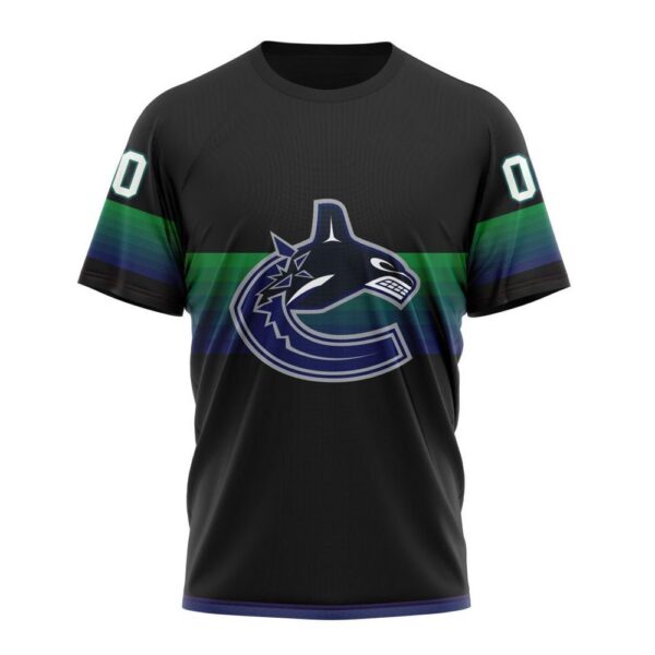 NHL Vancouver Canucks Special Black And Gradient Design T-Shirt