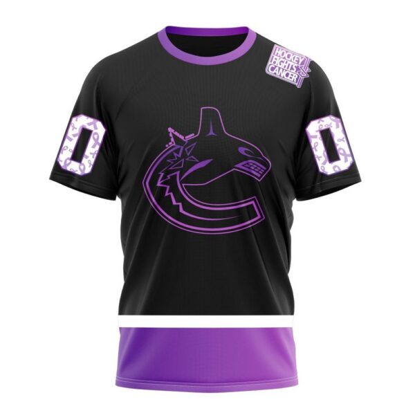 NHL Vancouver Canucks Special Black Hockey Fights Cancer Kits T-Shirt