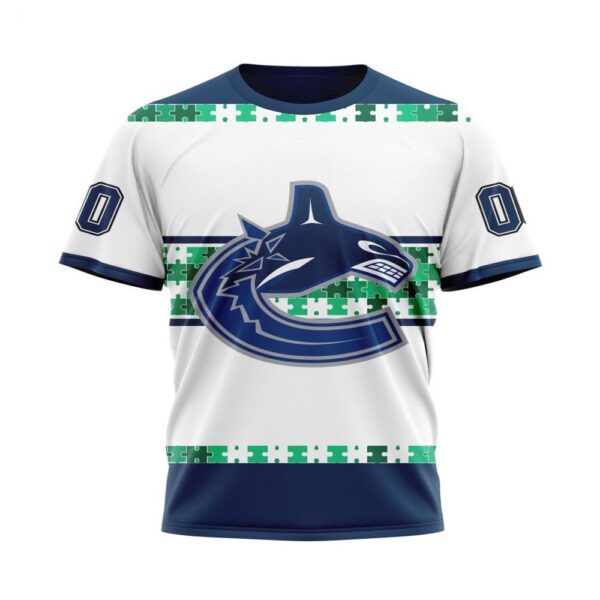 NHL Vancouver Canucks T-Shirt Autism Awareness Custom Name And Number 3D T-Shirt