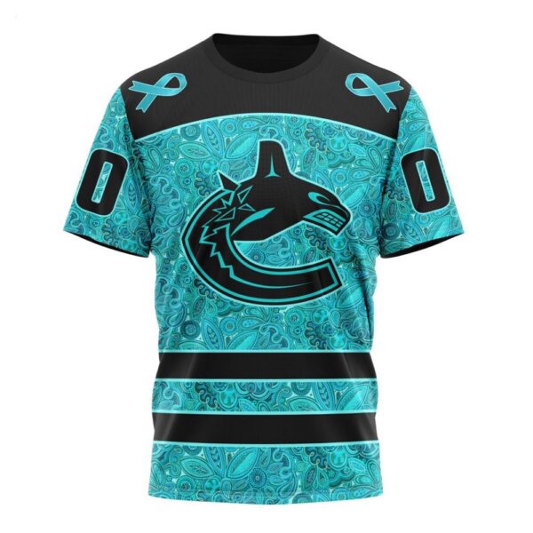 NHL Vancouver Canucks T-Shirt Special Design Fight Ovarian Cancer 3D T-Shirt