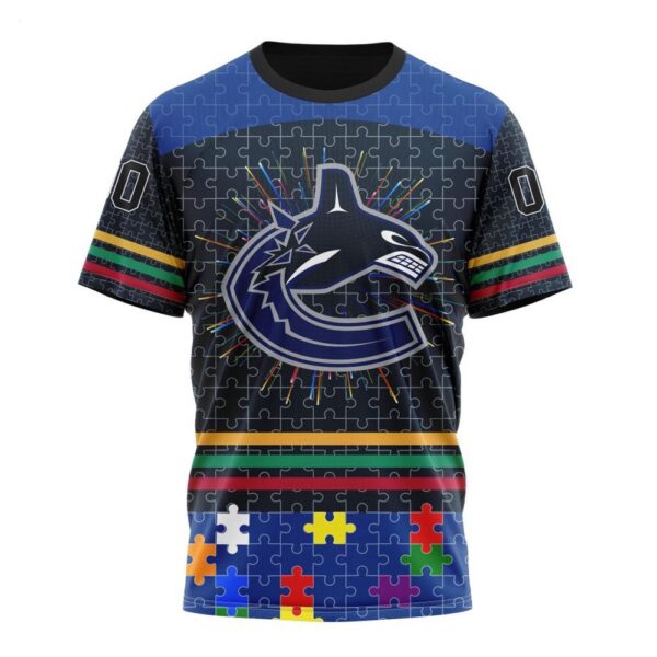 NHL Vancouver Canucks T-Shirt Specialized Design With Fearless Aganst Autism Concept T-Shirt