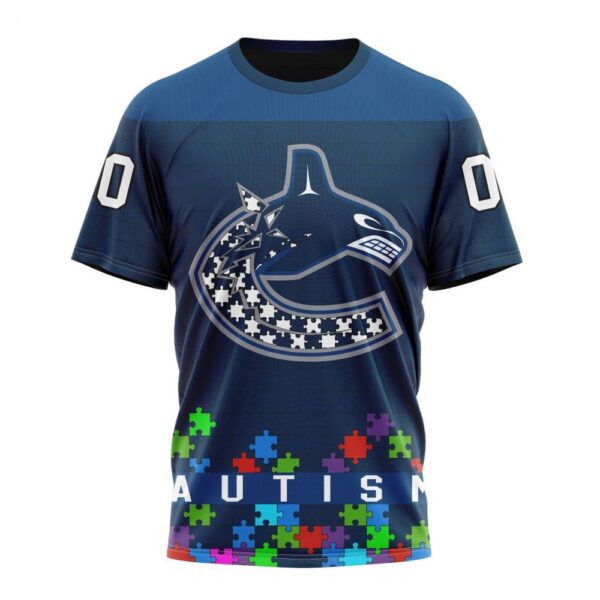 NHL Vancouver Canucks T-Shirt Specialized Unisex Kits Hockey Fights Against Autism T-Shirt