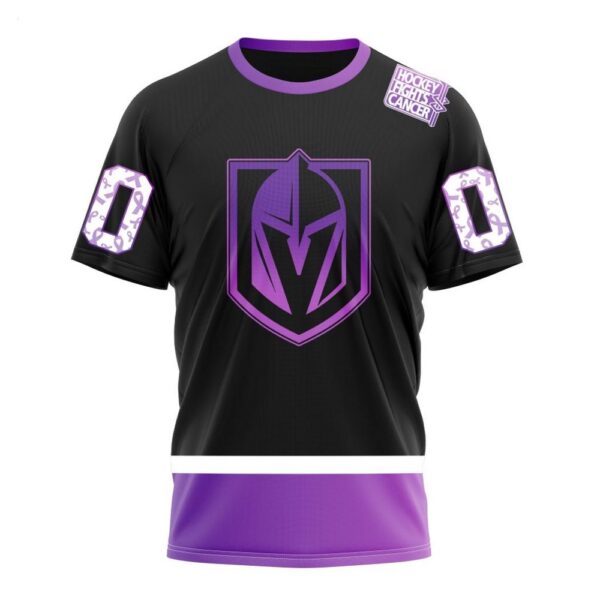 NHL Vegas Golden Knights T-Shirt Special Black Hockey Fights Cancer Kits 3D T-Shirt