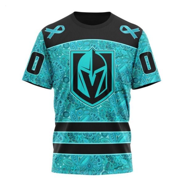 NHL Vegas Golden Knights T-Shirt Special Design Fight Ovarian Cancer 3D T-Shirt