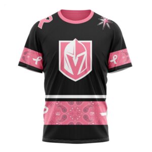 NHL Vegas Golden Knights T Shirt Specialized Design In Classic Style With Paisley! WE WEAR PINK BREAST CANCER T Shirt 1