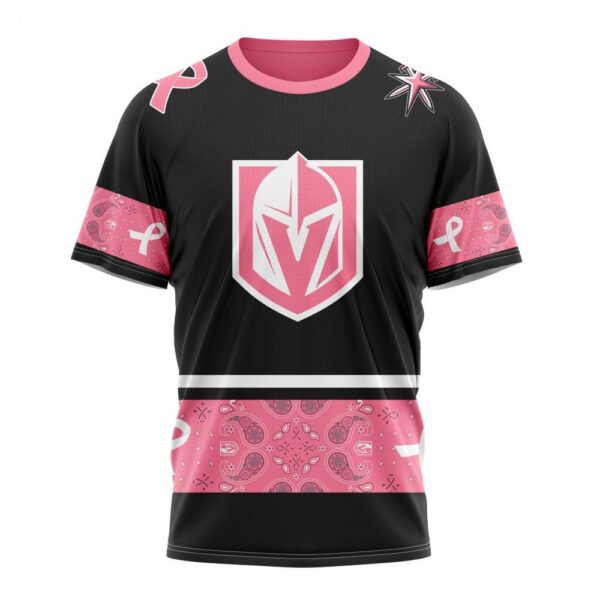 NHL Vegas Golden Knights T-Shirt Specialized Design In Classic Style With Paisley! WE WEAR PINK BREAST CANCER T-Shirt