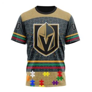 NHL Vegas Golden Knights T Shirt Specialized Design With Fearless Aganst Autism Concept T Shirt 1