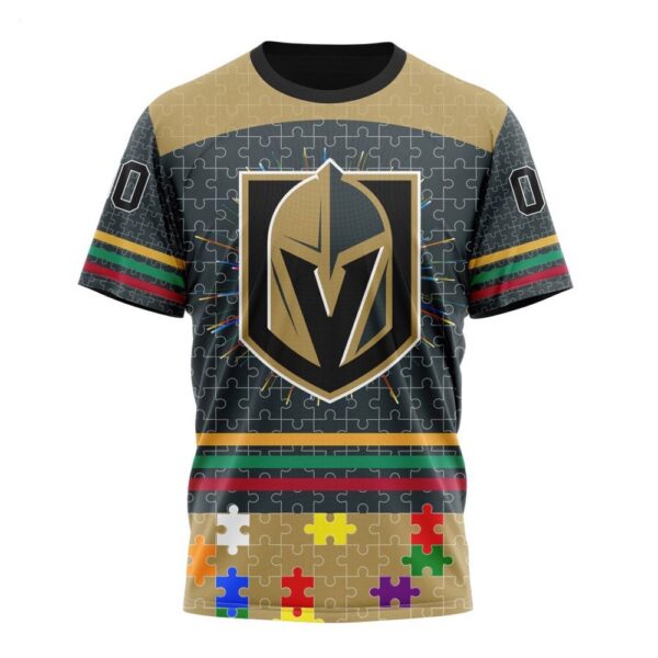 NHL Vegas Golden Knights T-Shirt Specialized Design With Fearless Aganst Autism Concept T-Shirt