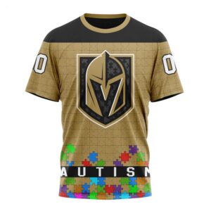 NHL Vegas Golden Knights T Shirt Specialized Unisex Kits Hockey Fights Against Autism T Shirt 1