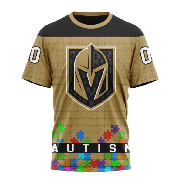 NHL Vegas Golden Knights T-Shirt Specialized Unisex Kits Hockey Fights Against Autism T-Shirt