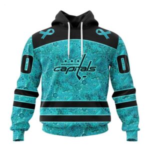 NHL Washington Capitals Hoodie Special Design Fight Ovarian Cancer Hoodie 1