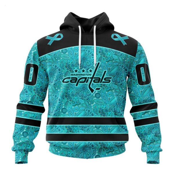 NHL Washington Capitals Hoodie Special Design Fight Ovarian Cancer Hoodie