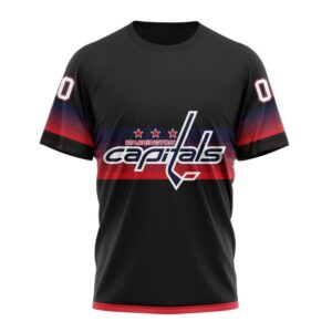 NHL Washington Capitals Special Black And Gradient Design T Shirt 1