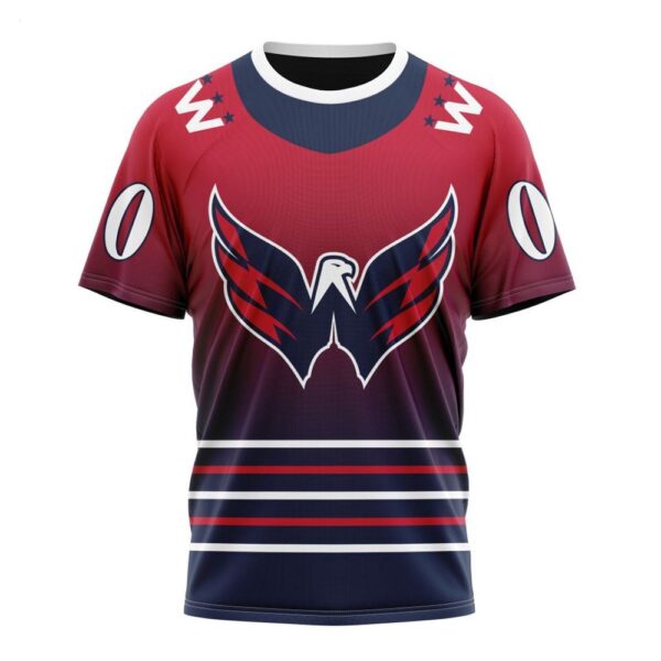 NHL Washington Capitals T-Shirt Special Retro Gradient Design T-Shirt