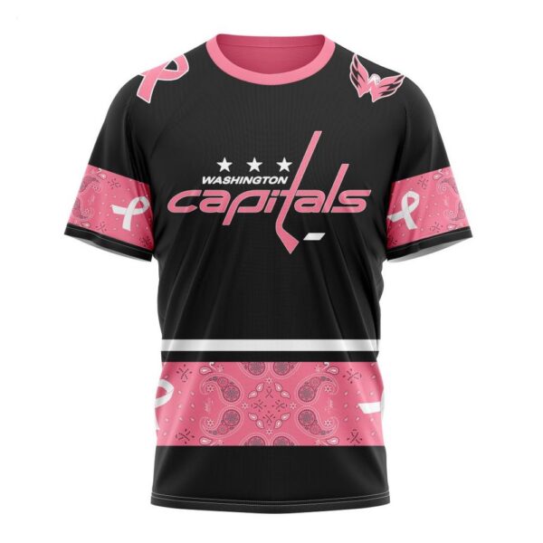 NHL Washington Capitals T-Shirt Specialized Design In Classic Style With Paisley! WE WEAR PINK BREAST CANCER T-Shirt