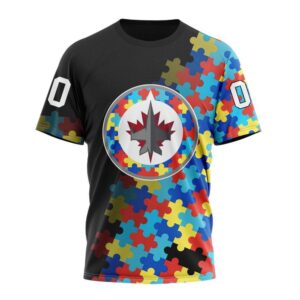 NHL Winnipeg Jets 3D T Shirt Special Black Autism Awareness Design Hoodie 1