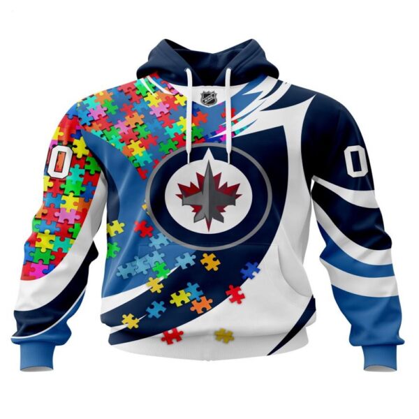 NHL Winnipeg Jets Hoodie Autism Awareness 3D Hoodie For Sports Fans