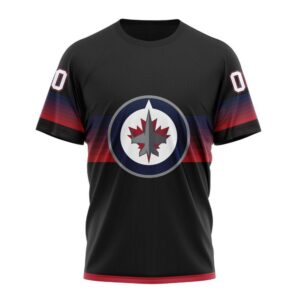 NHL Winnipeg Jets Special Black And Gradient Design T Shirt 1