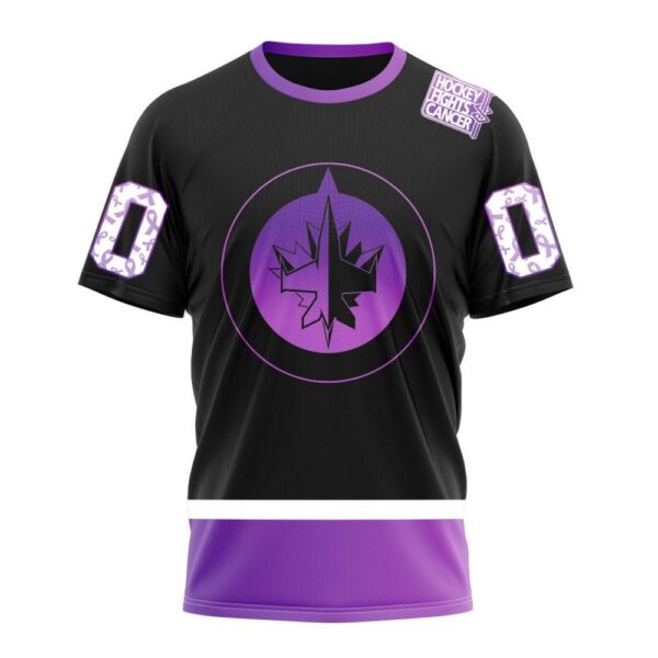 NHL Winnipeg Jets Special Black Hockey Fights Cancer Kits T-Shirt