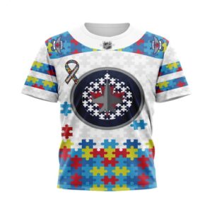 NHL Winnipeg Jets T Shirt Autism Awareness 3D T Shirt 1