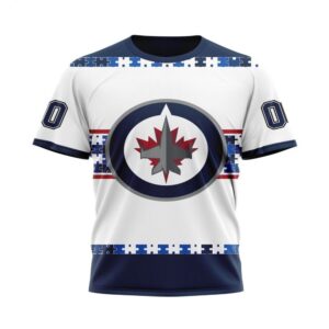 NHL Winnipeg Jets T Shirt Autism Awareness Custom Name And Number 3D T Shirt 1