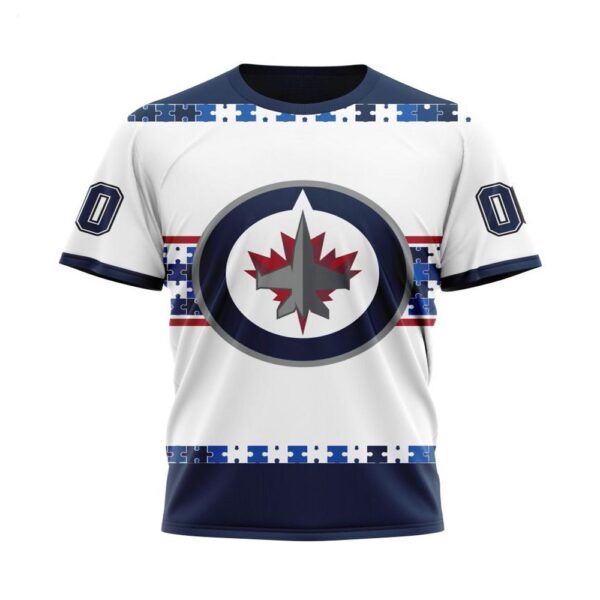 NHL Winnipeg Jets T-Shirt Autism Awareness Custom Name And Number 3D T-Shirt