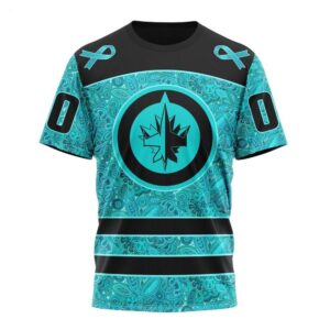 NHL Winnipeg Jets T Shirt Special Design Fight Ovarian Cancer 3D T Shirt 1