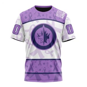 NHL Winnipeg Jets T Shirt Special Lavender Fight Cancer T Shirt 1 1