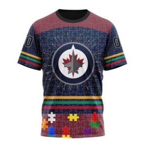 NHL Winnipeg Jets T Shirt Specialized Design With Fearless Aganst Autism Concept T Shirt 1