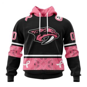 Nashville Predators Hoodie Specialized Design In Classic Style With Paisley! WE WEAR PINK BREAST CANCER Hoodie 1