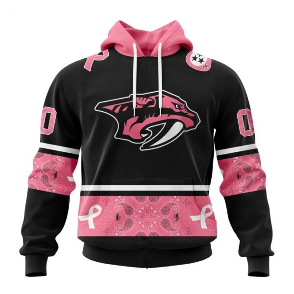 Nashville Predators Hoodie Specialized Design In Classic Style With Paisley! WE WEAR PINK BREAST CANCER Hoodie