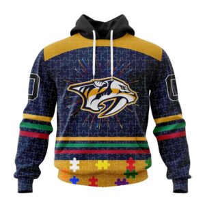 Nashville Predators Hoodie Specialized Design With Fearless Aganst Autism Concept Hoodie 1