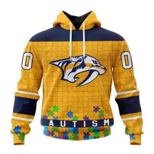 Nashville Predators Hoodie Specialized Unisex Kits Hockey Fights Against Autism Hoodie 1