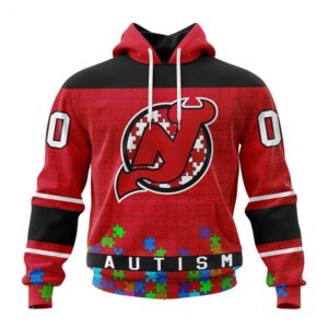 New Jersey Devils Hoodie Specialized Unisex Kits Hockey Fights Against Autism Hoodie 1