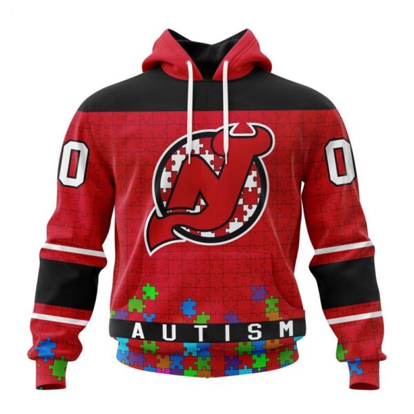 New Jersey Devils Hoodie Specialized Unisex Kits Hockey Fights Against Autism Hoodie