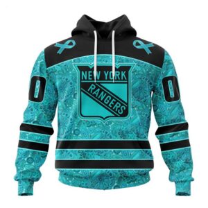 New York Rangers Hoodie Special Design Fight Ovarian Cancer Hoodie 1