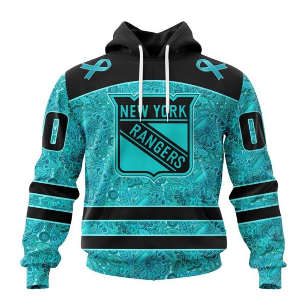 New York Rangers Hoodie Special Design Fight Ovarian Cancer Hoodie