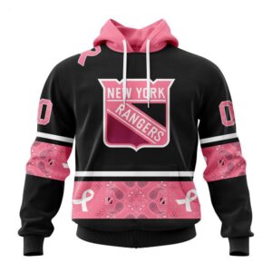 New York Rangers Hoodie Specialized Design In Classic Style With Paisley! WE WEAR PINK BREAST CANCER Hoodie 1