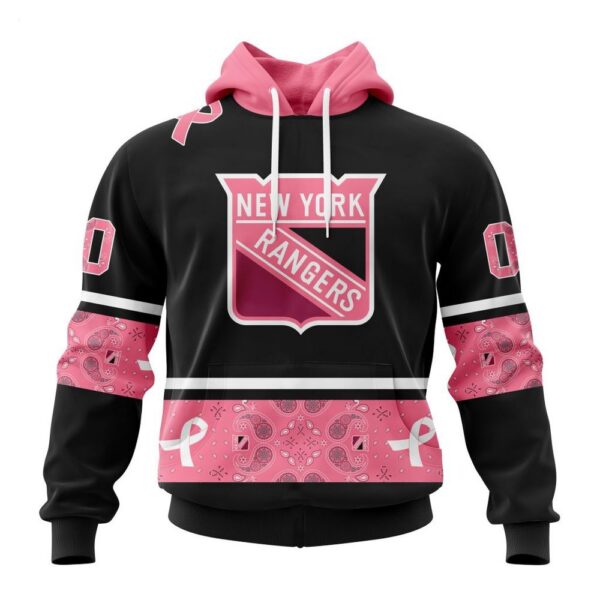New York Rangers Hoodie Specialized Design In Classic Style With Paisley! WE WEAR PINK BREAST CANCER Hoodie