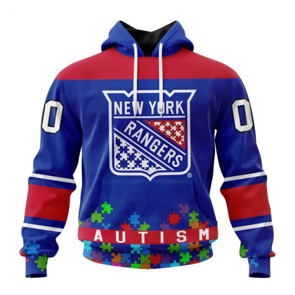 New York Rangers Hoodie Specialized Unisex Kits Hockey Fights Against Autism Hoodie
