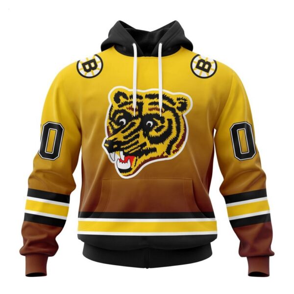 Persionalized Boston Bruins Hoodie Special Retro Gradient Design Hoodie