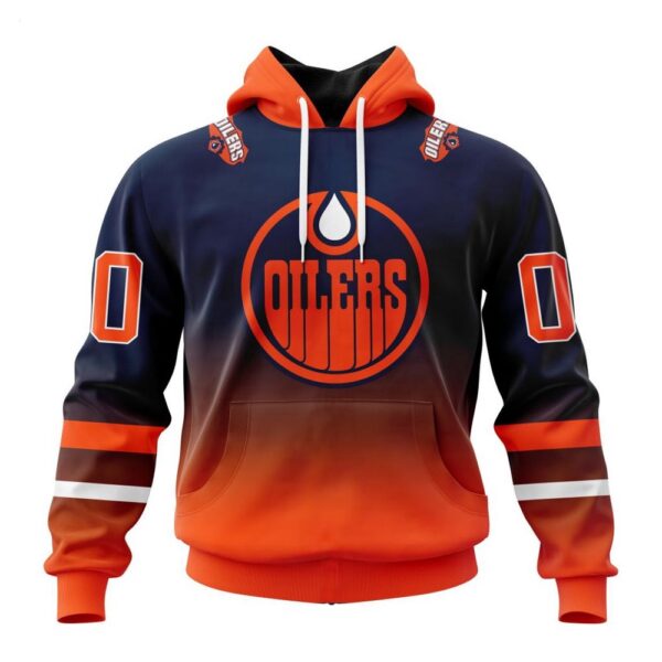 Persionalized Edmonton Oilers Hoodie Special Retro Gradient Design Hoodie