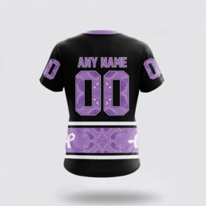 Personalized NHL Anaheim Ducks 3D T Shirt Special Black And Lavender Hockey Fight Cancer Design T Shirt 2